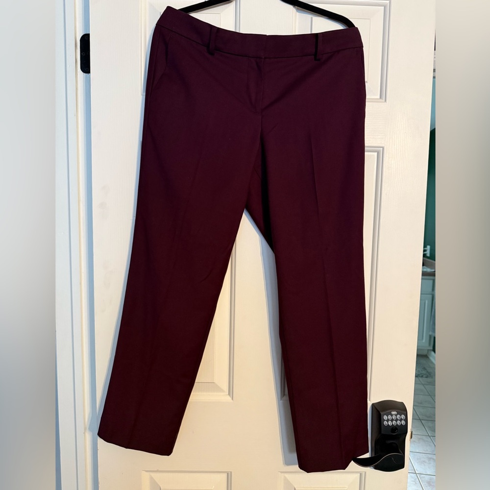 Ann Taylor Deep Burgundy Straight Leg Trousers